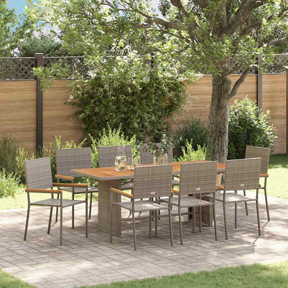 Set da Pranzo per Giardino 9 pcs Grigio polyrattan