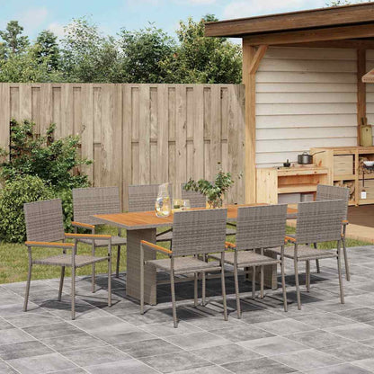 Set da Pranzo per Giardino 9 pcs Grigio polyrattan