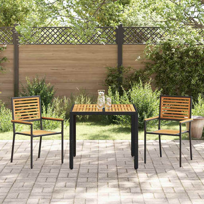 Set da Pranzo per Giardino 3 pcs Nero e Marrone polyrattan