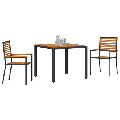 Set da Pranzo per Giardino 3 pcs Nero e Marrone polyrattan