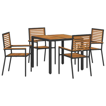 Set da Pranzo per Giardino 5 pcs Nero e Marrone polyrattan