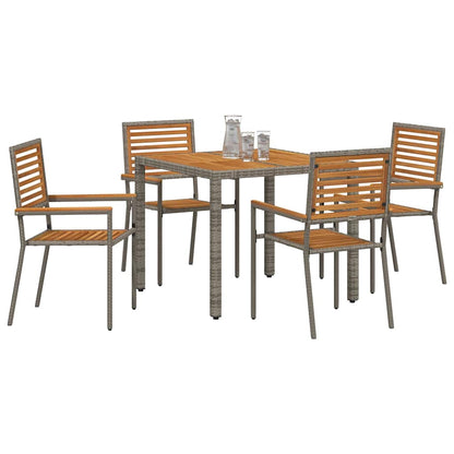 Set da Pranzo per Giardino 5 pcs Grigio e Marrone polyrattan