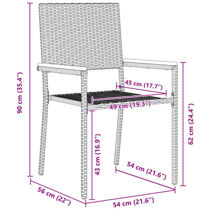 Set da Pranzo per Giardino 5 pcs Grigio e Marrone polyrattan