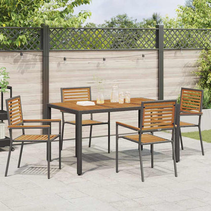 Set da Pranzo per Giardino 5 pcs Nero e Marrone polyrattan