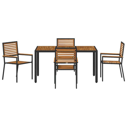 Set da Pranzo per Giardino 5 pcs Nero e Marrone polyrattan