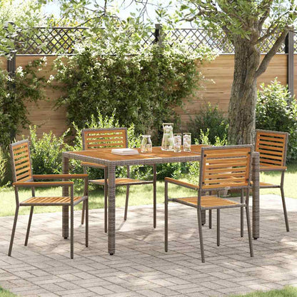 Set da Pranzo per Giardino 5 pcs Grigio e Marrone polyrattan