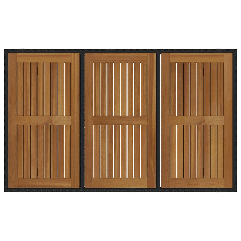 Set da Pranzo per Giardino 7 pcs Nero e Marrone polyrattan