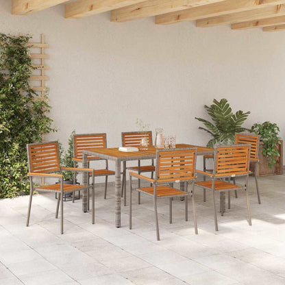 Set da Pranzo per Giardino 7 pcs Grigio e Marrone polyrattan | homemem39