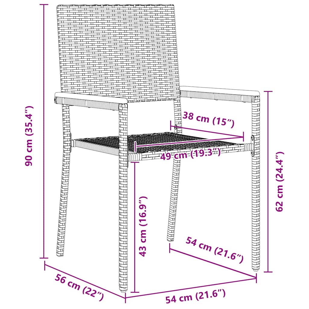Set da Pranzo per Giardino 7 pcs Grigio e Marrone polyrattan | homemem39