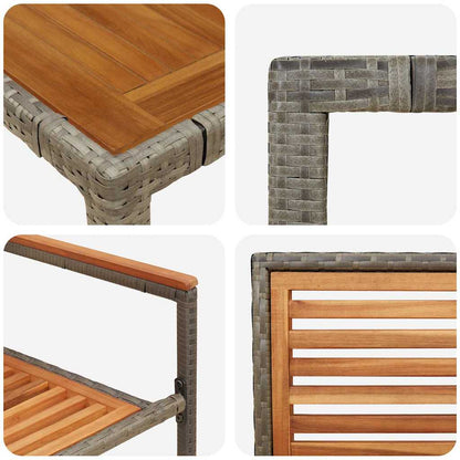 Set da Pranzo per Giardino 9 pcs Grigio e Marrone polyrattan