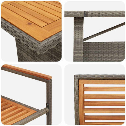 Set da Pranzo per Giardino 9 pcs Grigio e Marrone polyrattan | homemem39