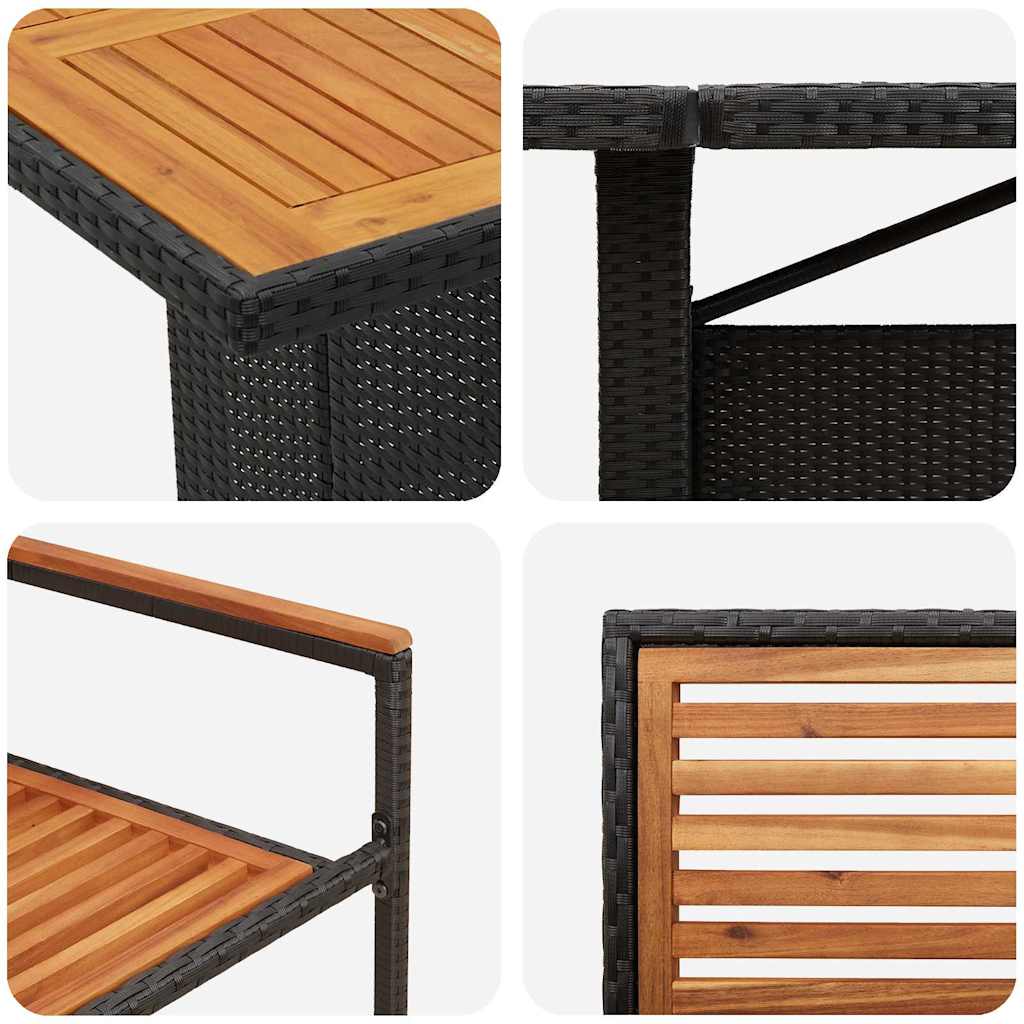 Set da Pranzo per Giardino 11 pcs Nero e Marrone polyrattan