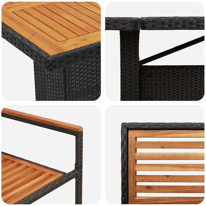 Set da Pranzo per Giardino 11 pcs Nero e Marrone polyrattan