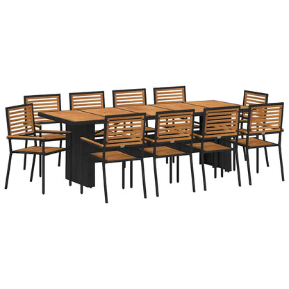Set da Pranzo per Giardino 11 pcs Nero e Marrone polyrattan