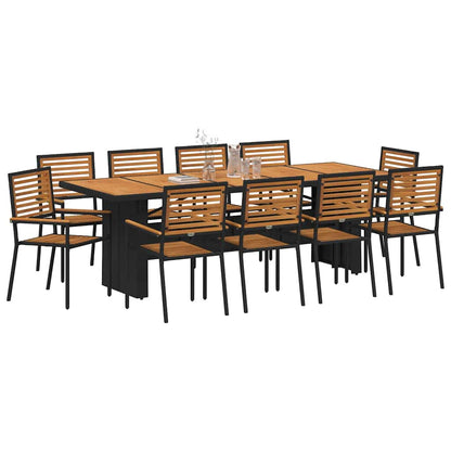 Set da Pranzo per Giardino 11 pcs Nero e Marrone polyrattan