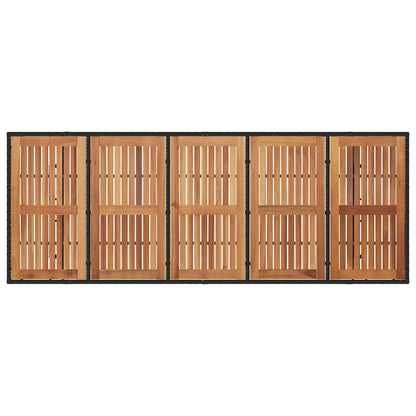 Set da Pranzo per Giardino 11 pcs Nero e Marrone polyrattan