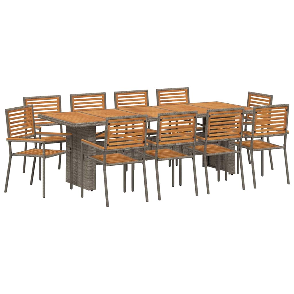 Set da Pranzo per Giardino 11 pcs Grigio e Marrone polyrattan | homemem39