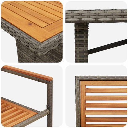 Set da Pranzo per Giardino 7 pcs Grigio e Marrone polyrattan