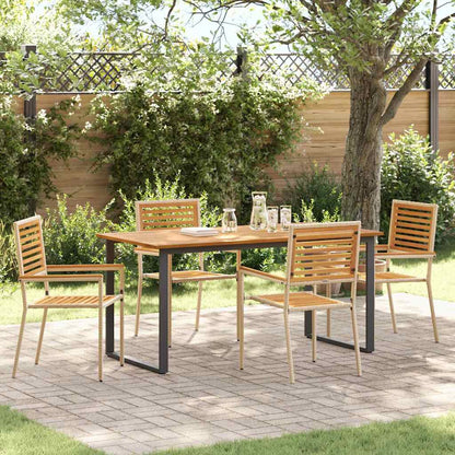 Set da Pranzo per Giardino 5 pcs Beige Legno di Acacia Massello | homemem39