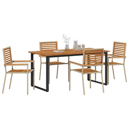Set da Pranzo per Giardino 5 pcs Beige Legno di Acacia Massello | homemem39
