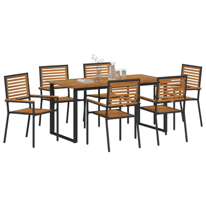 Set da Pranzo per Giardino 7 pcs Nero Legno di Acacia Massello | homemem39