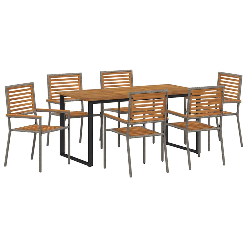 Set da Pranzo per Giardino 7 pcs Grigio | homemem39