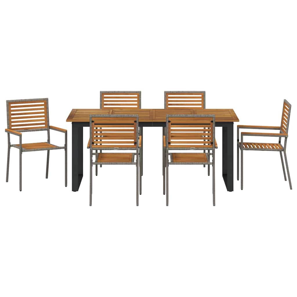 Set da Pranzo per Giardino 7 pcs Grigio | homemem39