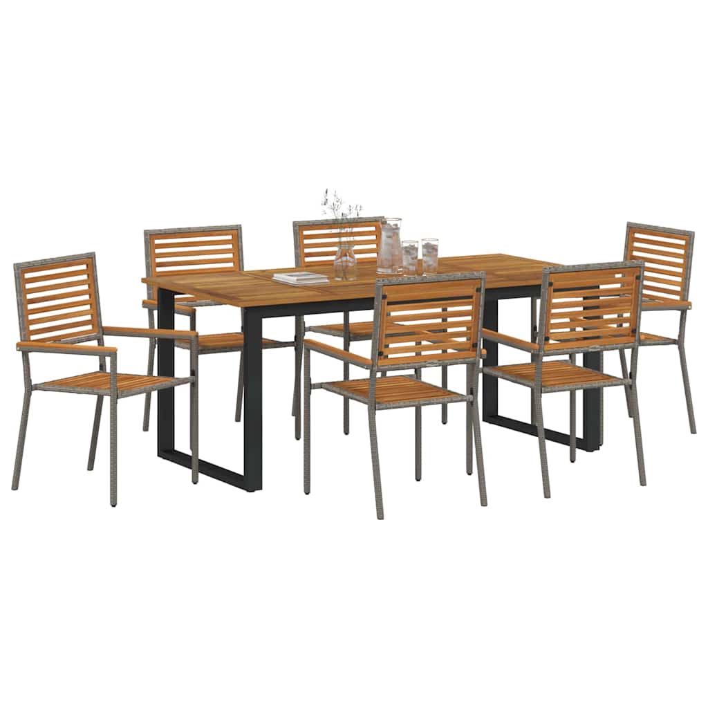 Set da Pranzo per Giardino 7 pcs Grigio | homemem39