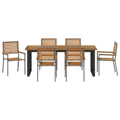 Set da Pranzo per Giardino 7 pcs Grigio | homemem39