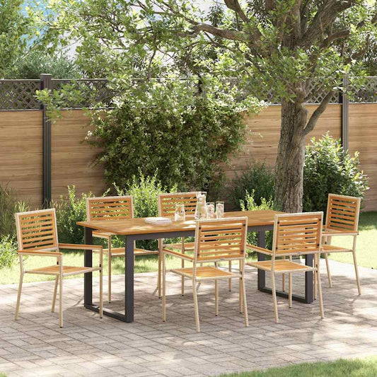 Set da Pranzo per Giardino 7 pcs Beige Legno di Acacia Massello