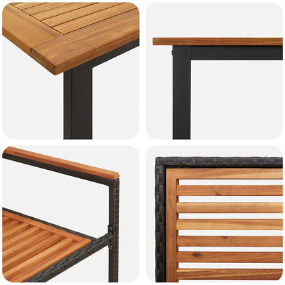 Set da Pranzo per Giardino 9 pcs Nero Legno di Acacia Massello