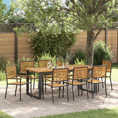 Set da Pranzo per Giardino 9 pcs Nero Legno di Acacia Massello
