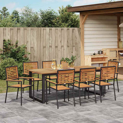 Set da Pranzo per Giardino 9 pcs Nero Legno di Acacia Massello