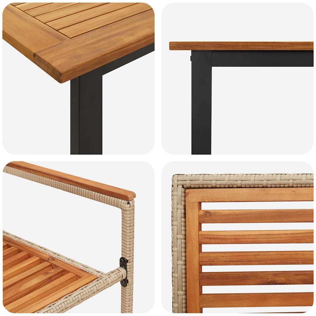 Set da Pranzo per Giardino 9 pcs Beige Legno di Acacia Massello | homemem39