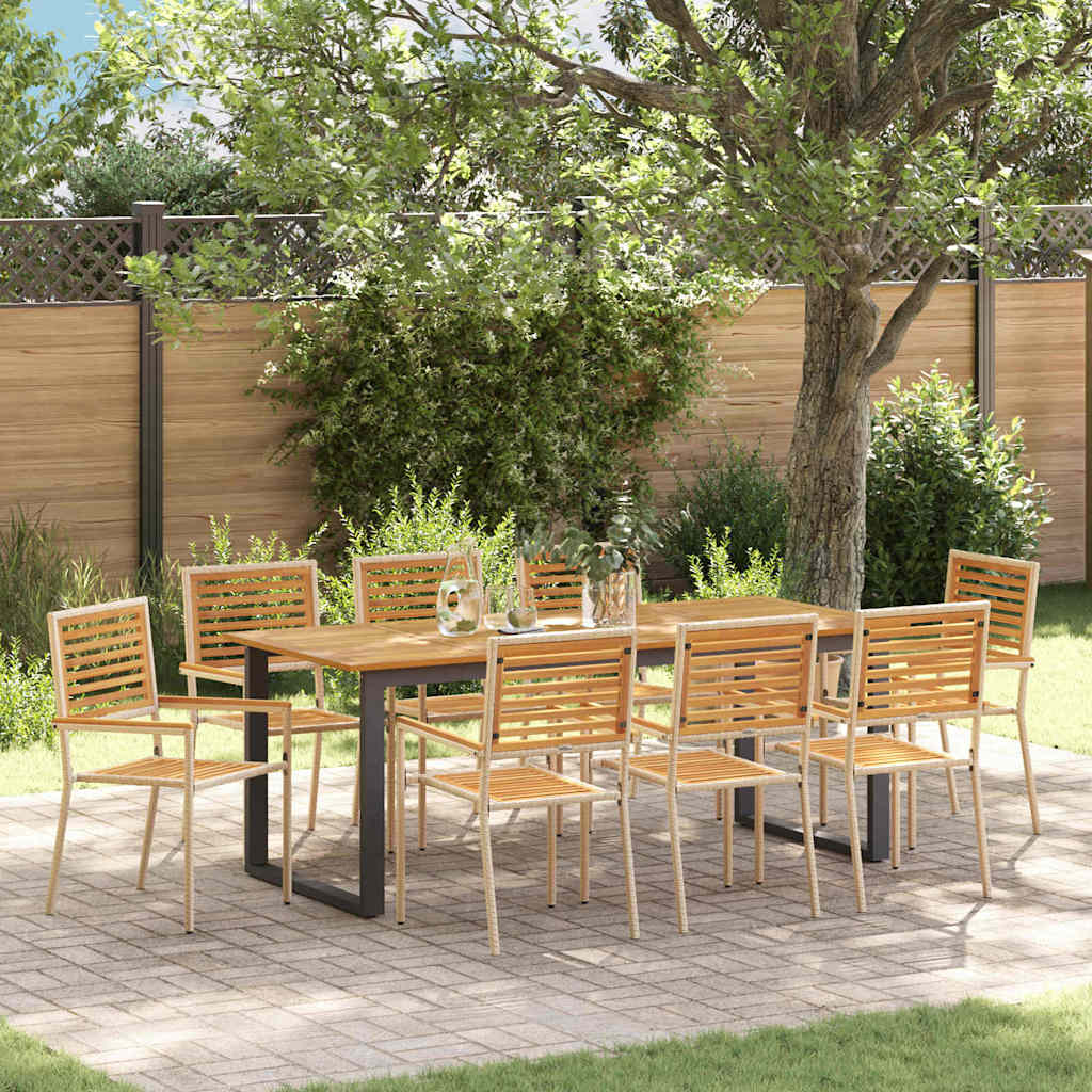 Set da Pranzo per Giardino 9 pcs Beige Legno di Acacia Massello