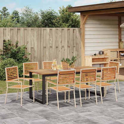 Set da Pranzo per Giardino 9 pcs Beige Legno di Acacia Massello