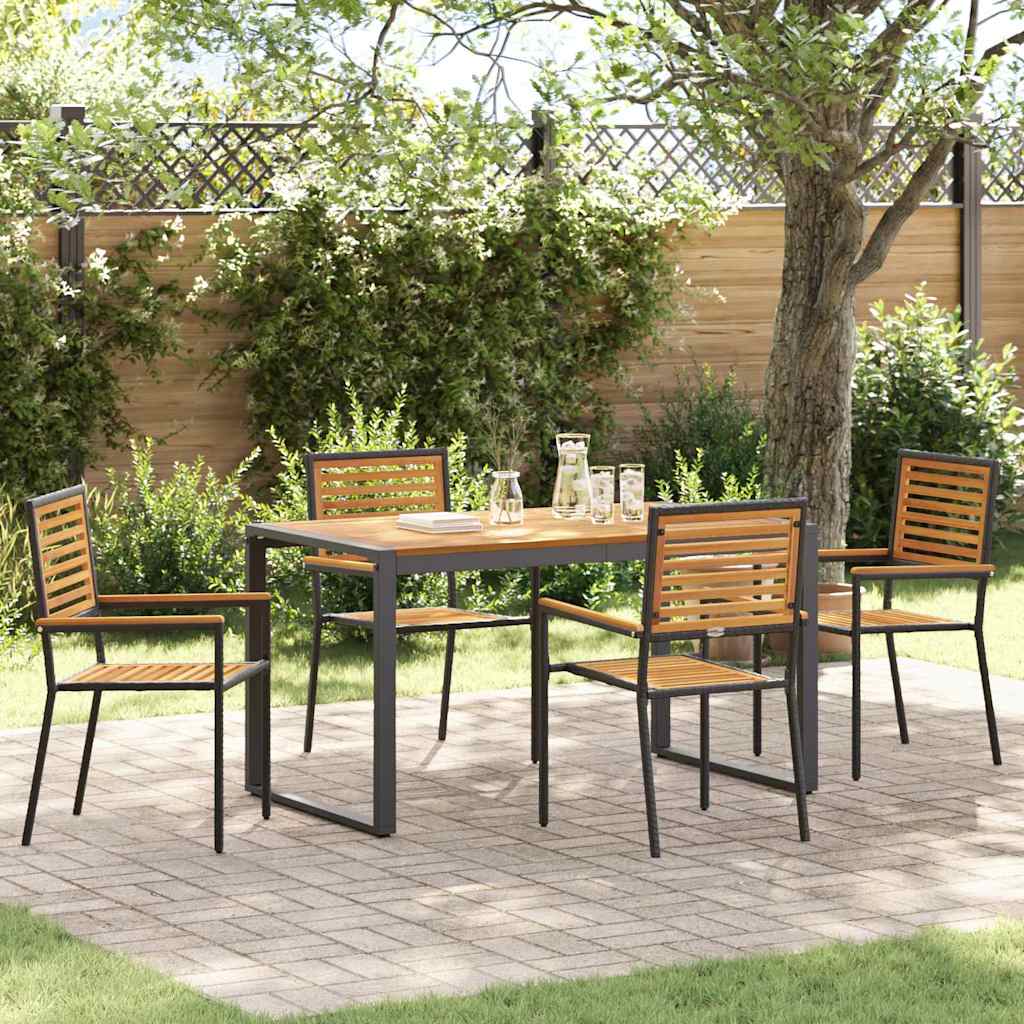 Set da Pranzo per Giardino 5 pcs Nero e Marrone polyrattan