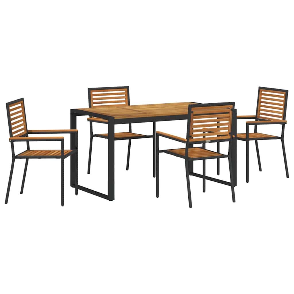 Set da Pranzo per Giardino 5 pcs Nero e Marrone polyrattan