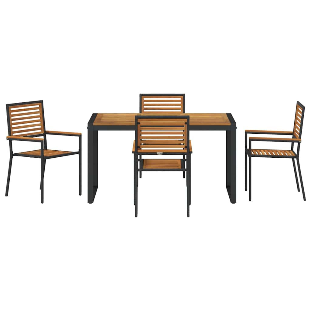 Set da Pranzo per Giardino 5 pcs Nero e Marrone polyrattan