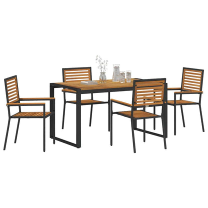 Set da Pranzo per Giardino 5 pcs Nero e Marrone polyrattan