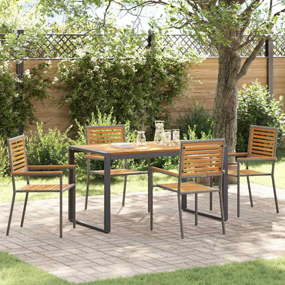 Set da Pranzo per Giardino 5 pcs Grigio e Marrone polyrattan