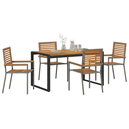 Set da Pranzo per Giardino 5 pcs Grigio e Marrone polyrattan
