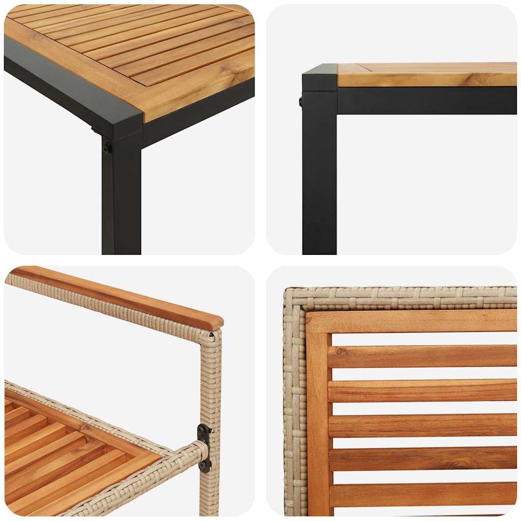 Set da Pranzo per Giardino 5 pcs Beige e Marrone polyrattan