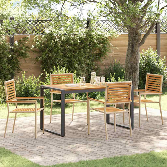 Set da Pranzo per Giardino 5 pcs Beige e Marrone polyrattan