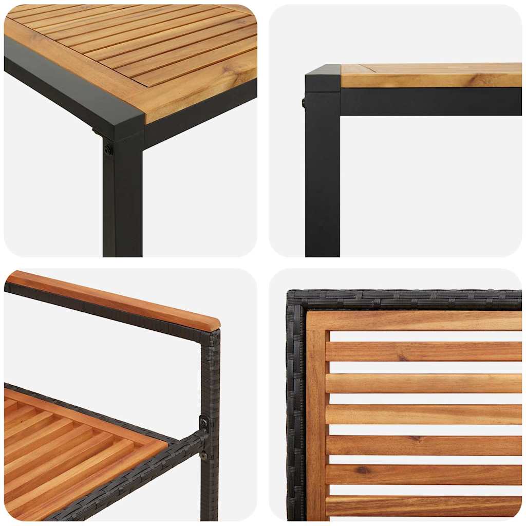 Set da Pranzo per Giardino 5 pcs Nero e Marrone polyrattan | homemem39