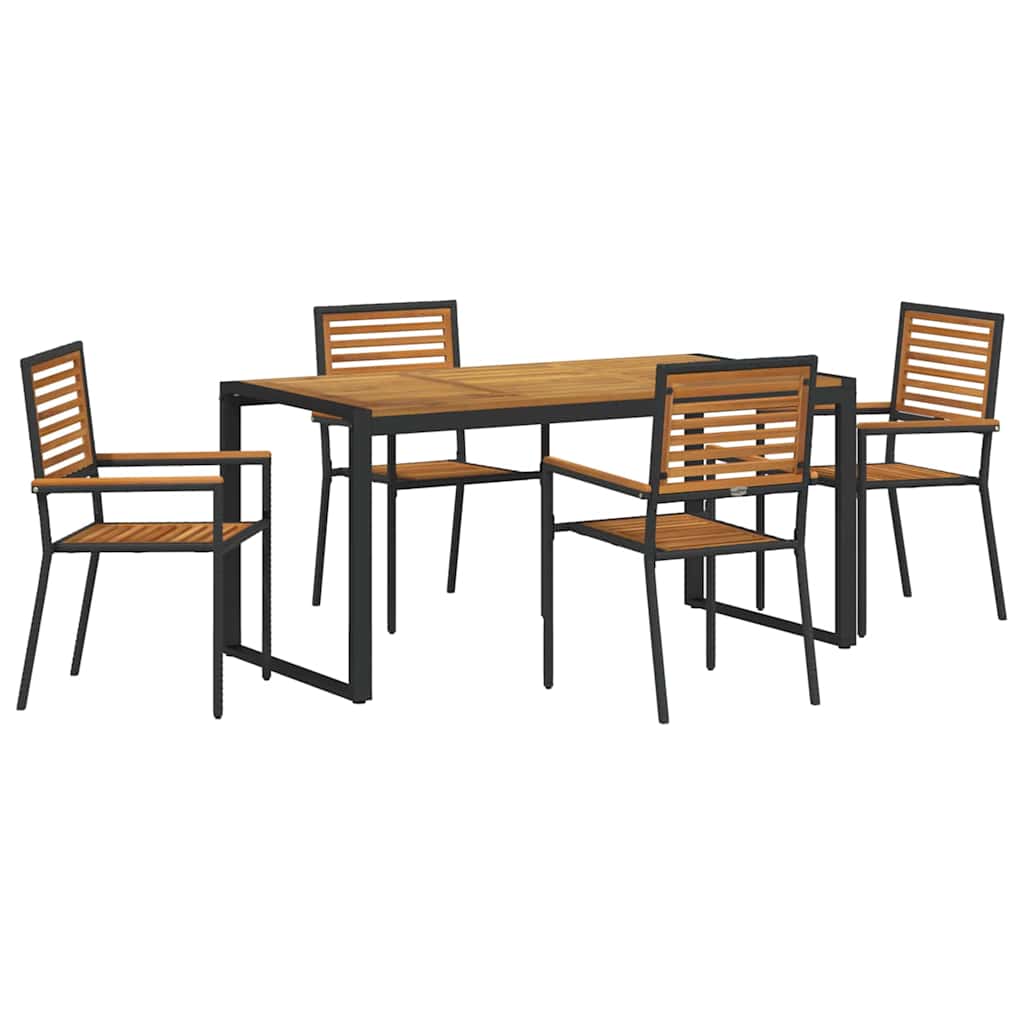Set da Pranzo per Giardino 5 pcs Nero e Marrone polyrattan