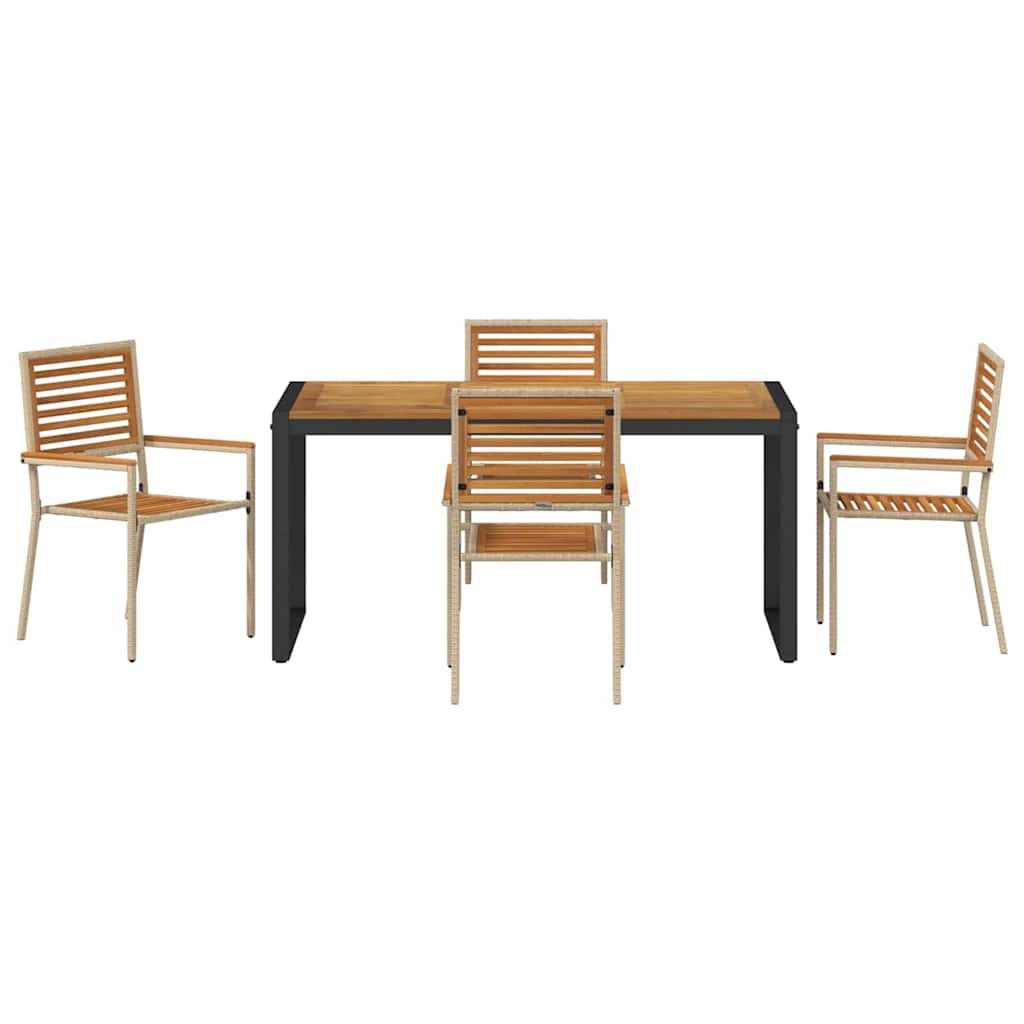Set da Pranzo per Giardino 5 pcs Beige e Marrone polyrattan | homemem39