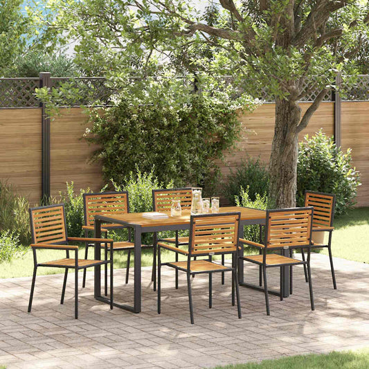 Set da Pranzo per Giardino 7 pcs Nero e Marrone polyrattan | homemem39