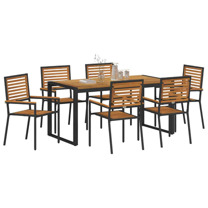 Set da Pranzo per Giardino 7 pcs Nero e Marrone polyrattan | homemem39