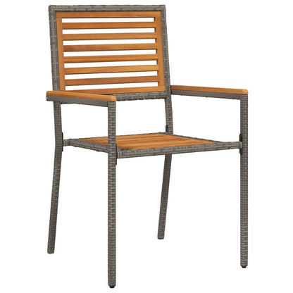 Set da Pranzo per Giardino 7 pcs Grigio e Marrone polyrattan | homemem39